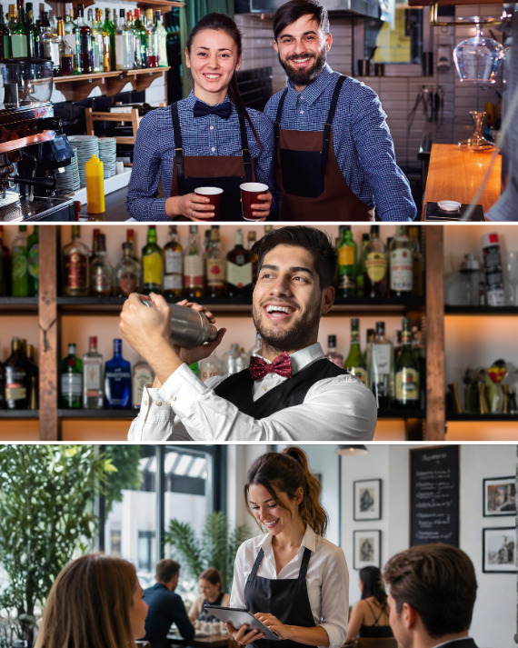 Front-of-house hospitality team on the floor